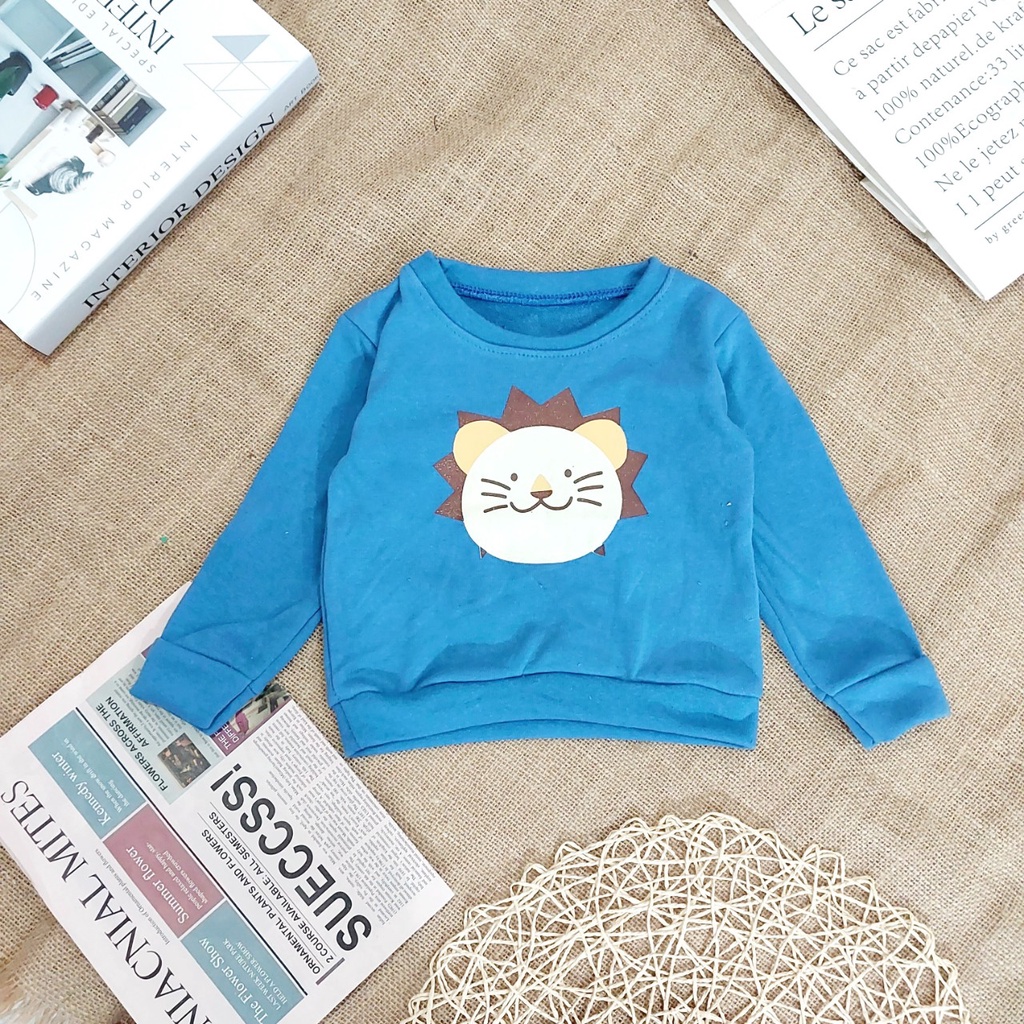 (10-20kg) Áo dài tay in hình thú cho bé - ÁO CỔ CHUI 4 MÀU IN HOẠT HÌNH DỄ THƯƠNG CHO BÉ TB161