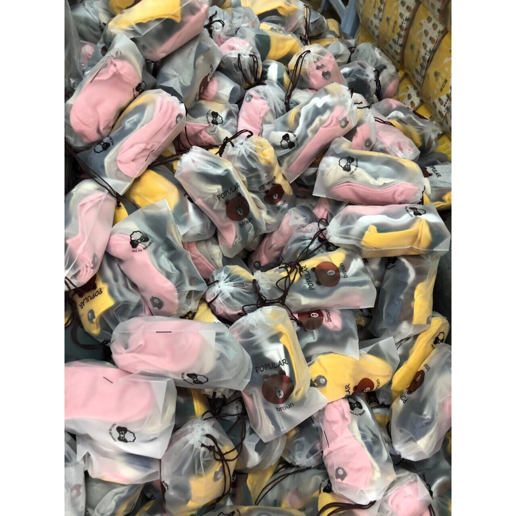 SET 10 đôi Tất/Vớ Gấu cổ ngắn kèm túi gấu siêu cute