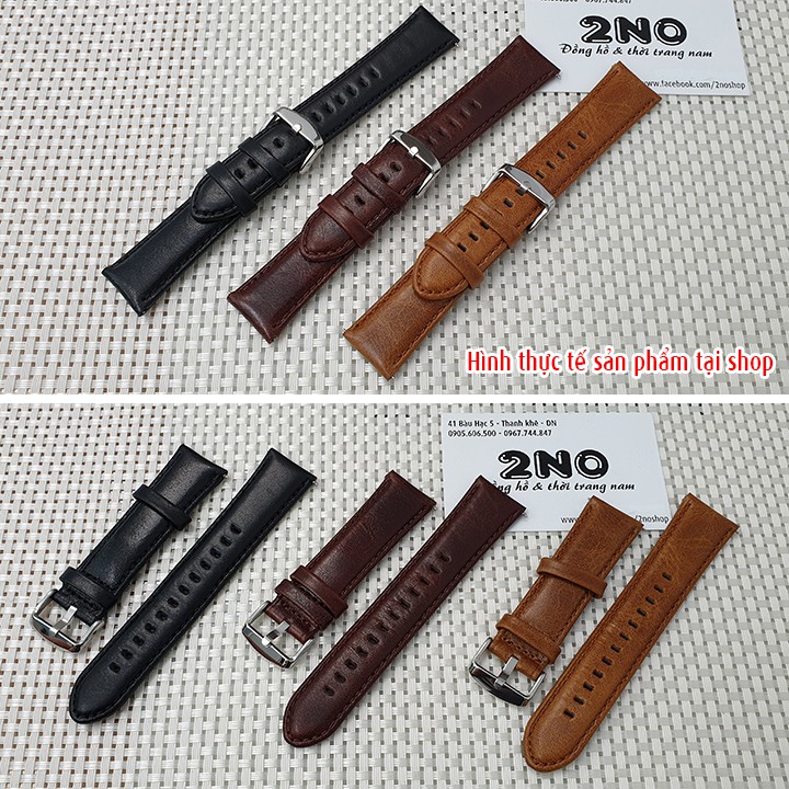 Dây đồng hồ nam da bò kèm chốt thông minh, dây đồng cho smart watch - Mã số: D1911