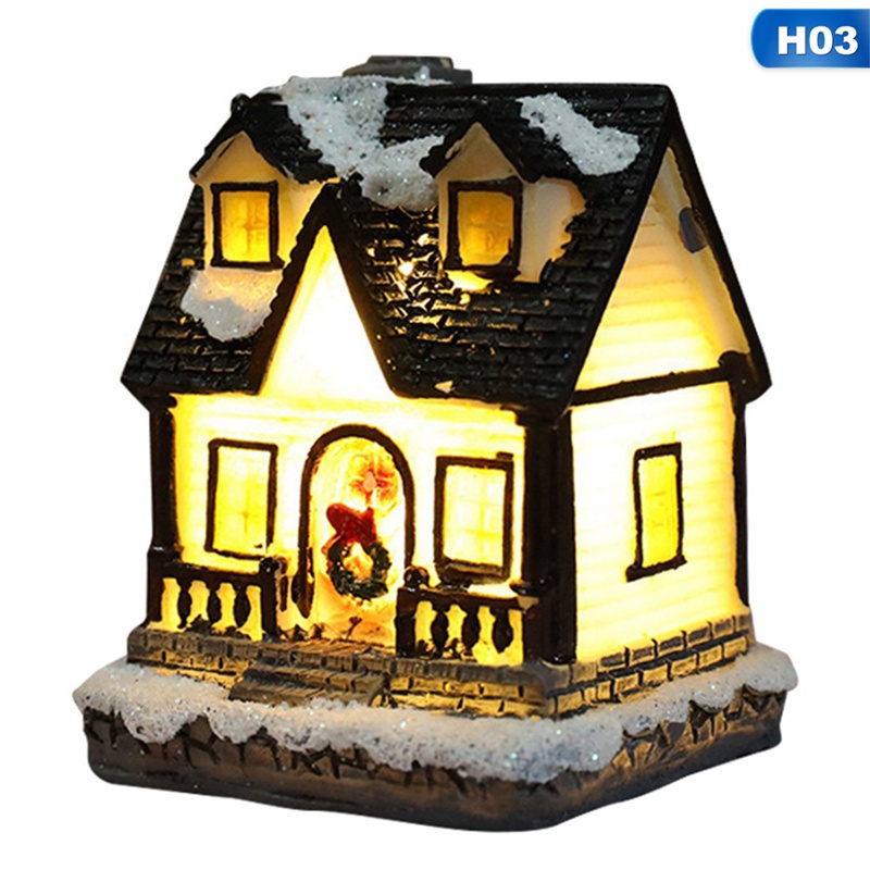 Mô hình ngôi nhà giáng sinh trang trí có đèn và âm thanh mới