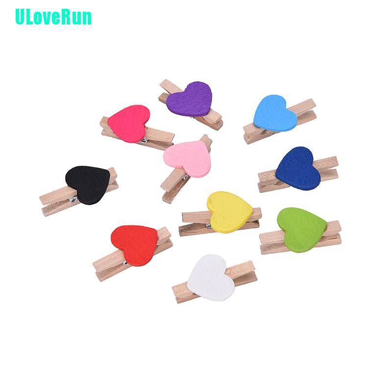Bộ 10 Kẹp Gỗ Treo Ảnh Hình Trái Tim Mini Trang Trí Tiệc Cưới