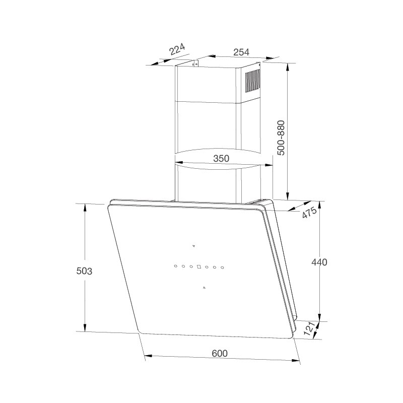 Máy hút khói khử mùi áp tường Malloca MC 60GT-B - Hàng chính hãng