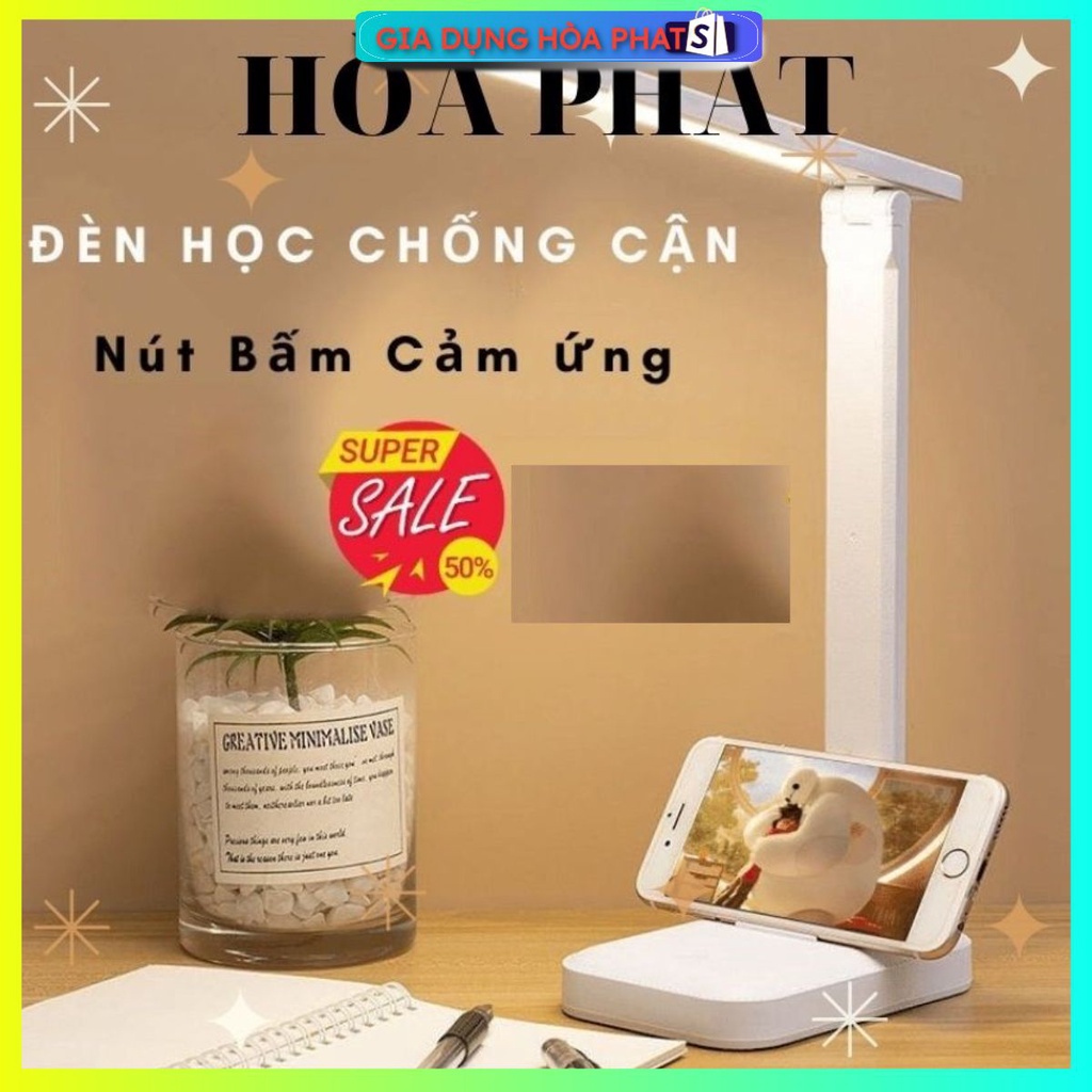 Đèn học tích sạc điện chống cận, gập xoay 360, cảm ứng tích điện thông minh sạc cổng USB tiện dụng đọc sách, làm việc