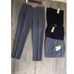 Quần tây nữ công sở cao cấp ống dài thiết kế chất vải 2 biên kiểu dáng Quần baggy đi học xanh đen cúc lệnh ảnh thật sau