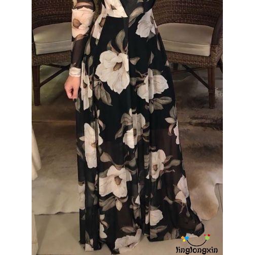 Đầm Maxi nữ in hoa dài tay dự tiệc | BigBuy360 - bigbuy360.vn