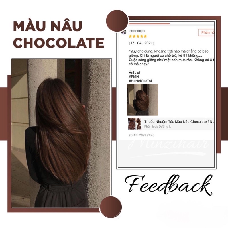 Thuốc Nhuộm Tóc Màu Nâu socola / Nâu Chocolate Lên Từ Nền Đen Không Tẩy 100g - Khanh.Color