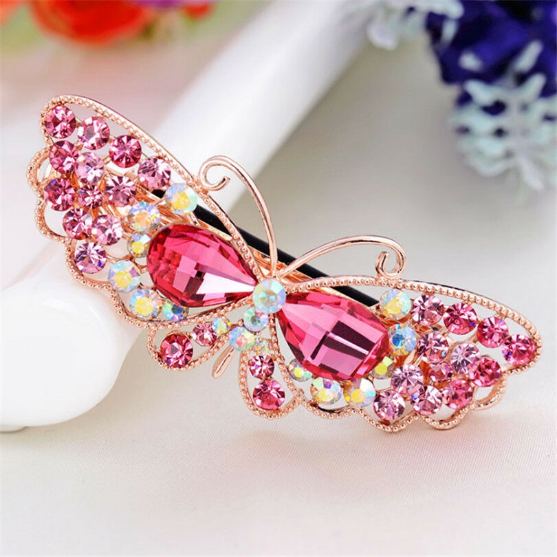 Kẹp Tóc Hoa Đính Đá Pha Lê Màu Sắc Lấp Lánh