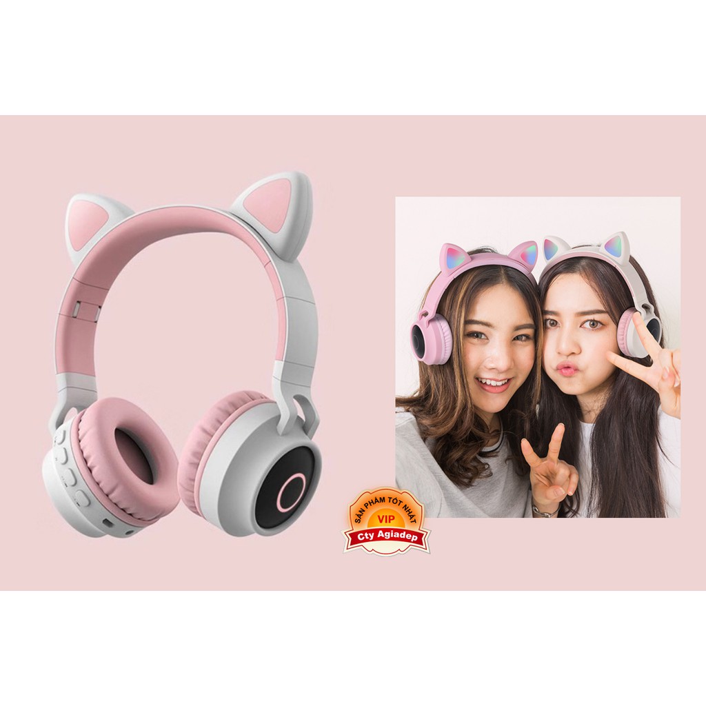 Tai nghe Bluetooth tai mèo xịn sò siêu cute sành điệu, tai nghe không dây chụp tai - ADG028C