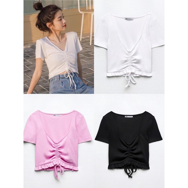 Zara Spain- Áo thun rút dây Zara Auth vợt sale