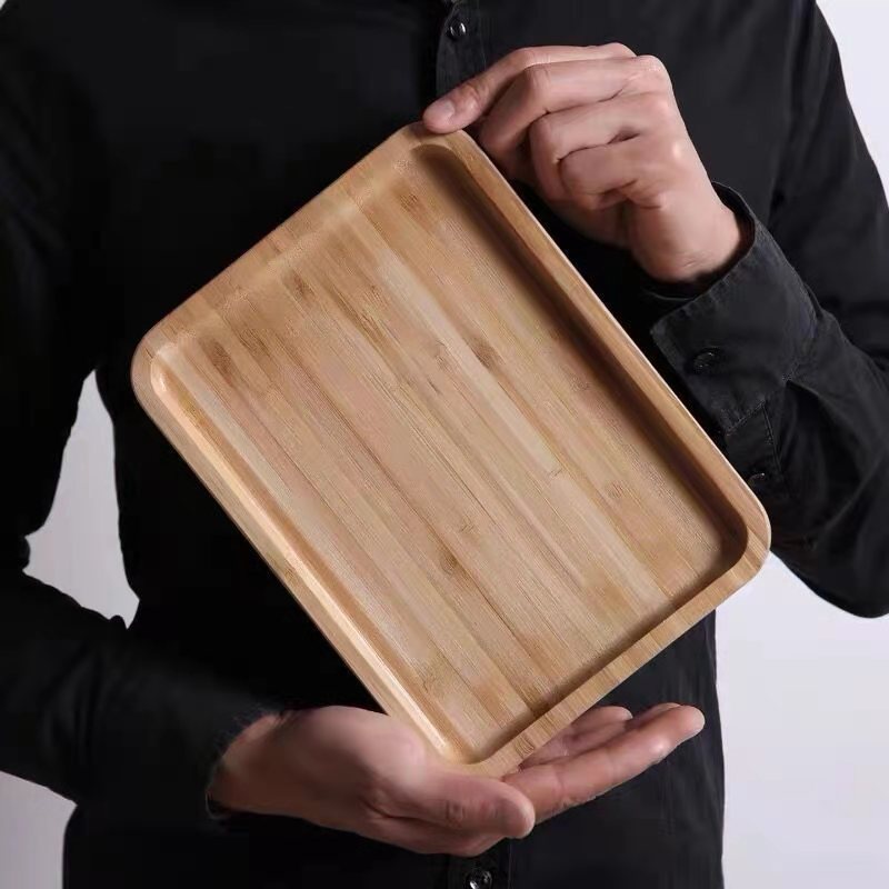 Khay trà tre chữ nhật decor cao cấp, chất liệu tre thân thiện môi trường