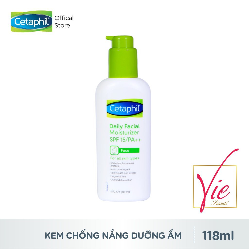 Kem chống nắng Cetaphil Daily Facial Moisturizer SPF15/ PA++ chống nắng, dưỡng ẩm hàng ngày cho da mặt - 118ml