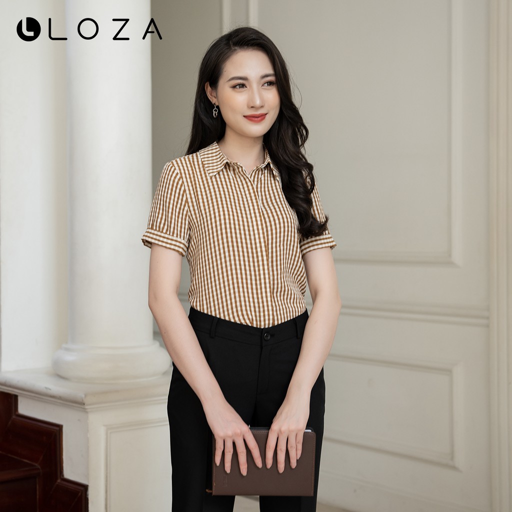 [Mã WAFAM22 hoàn 15% tối đa 50k xu đơn 150k] Áo sơ mi kẻ cổ đức cộc tay LOZA PS1001 | BigBuy360 - bigbuy360.vn