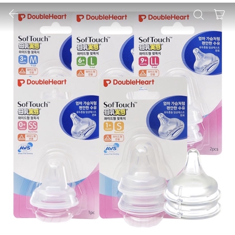 Núm vú bình Double Heart, Avent, Mother-K. Đủ size Newborn/ 0,1,3,6m . Size S M. Núm vú siêu mềm