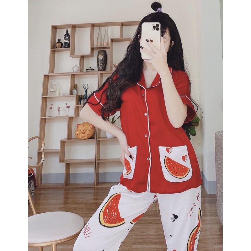 Bộ Pijama Tay Ngắn Hai Túi Thiết Kế