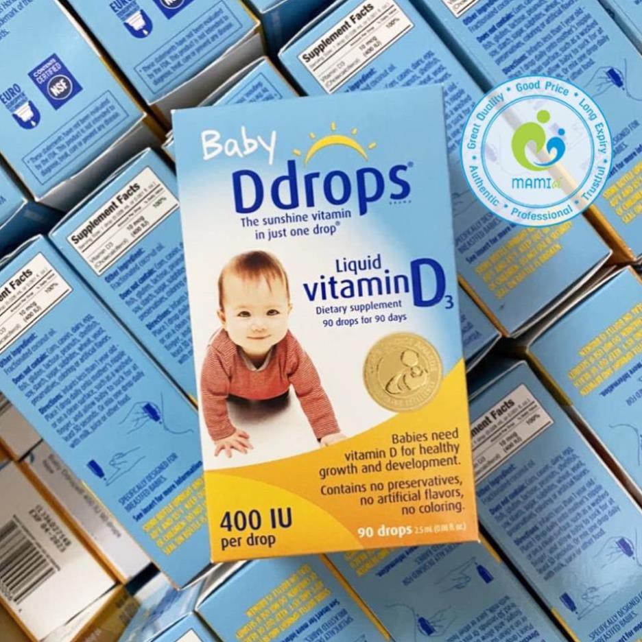 Vitamin D (90 giọt) phát triển xương răng, tăng miễn dịch cho bé dưới 1 tuổi Vitamin D3 Drops 400 IU, Mỹ/Canada