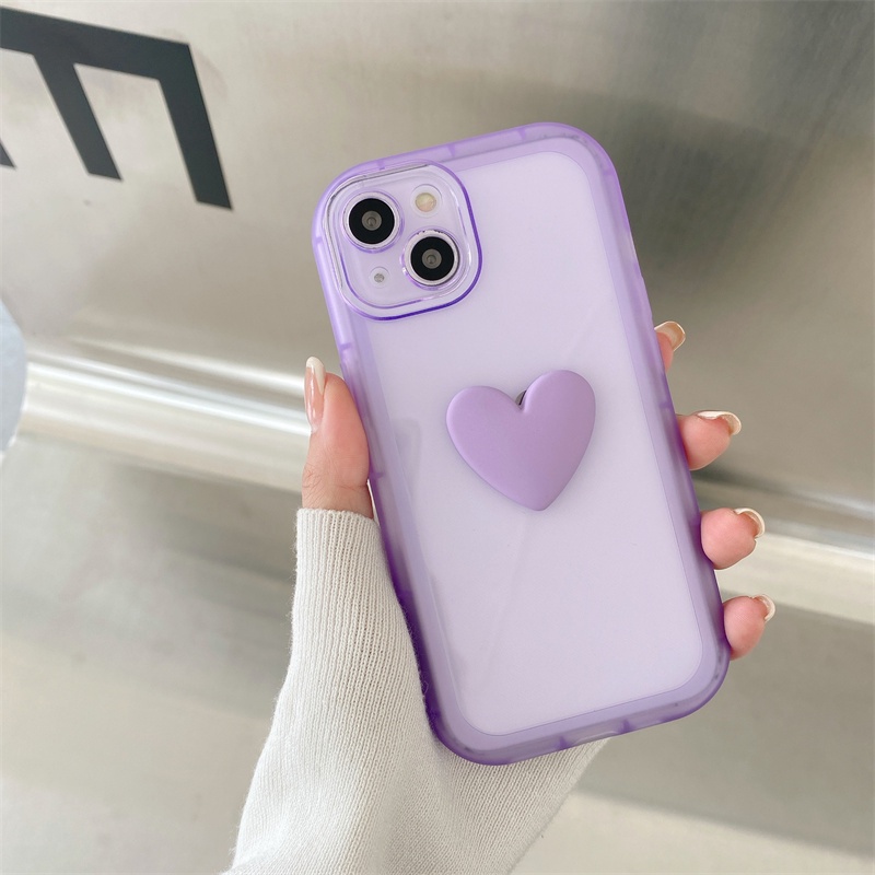 Ốp Điện Thoại Silicon Mềm Trong Suốt Họa Tiết Trái Tim Xinh Xắn Cho iPhone 13 12 11 Pro Max X XR XS