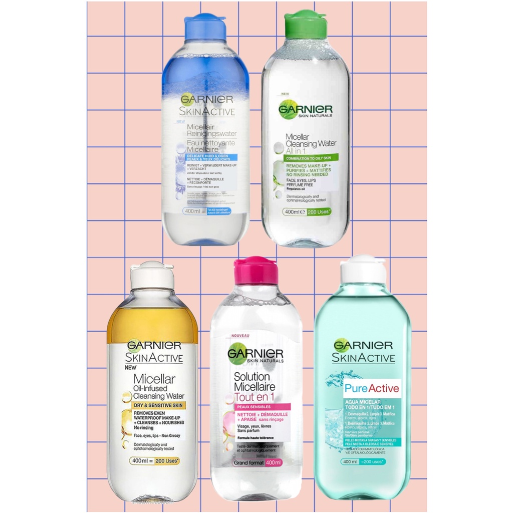 Nước Tẩy Làm Dịu Da Garnier Micellar Cleansing Water Biphase Micellaire toul en 1 Pháp 400ml