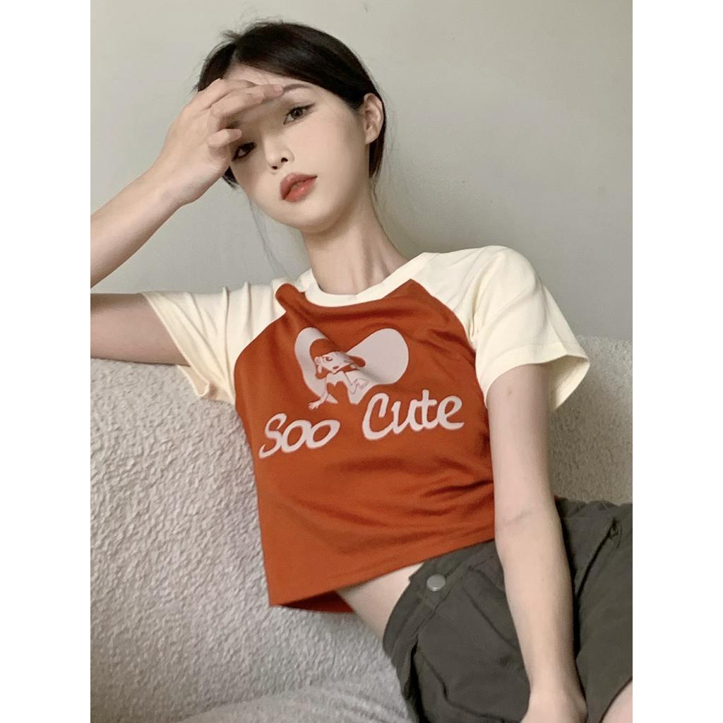 Áo Thun Tay Ngắn Dáng Ôm Màu Sắc Tương Phản Thời Trang 51623