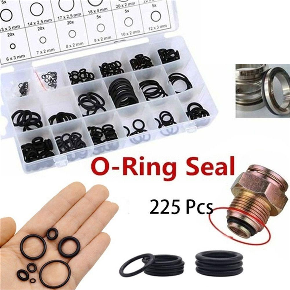 Set 225 vòng đệm cao su 18 kích cỡ màu đen cho ống nước xe hơi, ron, gioăng cao su