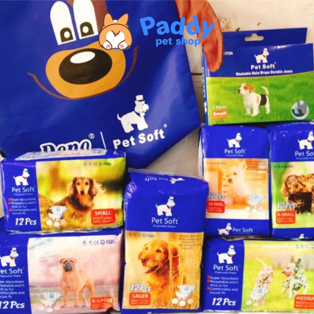 Tã Bỉm Cho Chó Mèo Đủ Size Pet Soft (Túi 12 miếng)