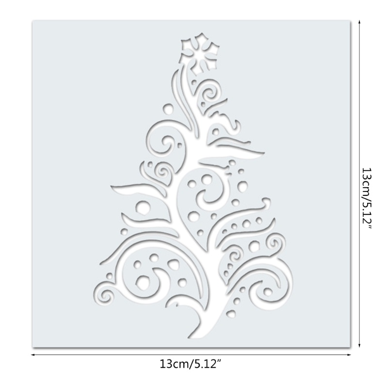 Bộ 2 Khuôn Vẽ Trang Trí Thẻ Hình Cây Thông Giáng Sinh Tái Sử Dụng Được DIY