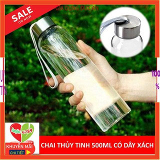 [LOẠI 1 - GIÁ HỦY DIỆT] Chai Nước Thủy Tinh Có Dây Xách 500ml, 300ml