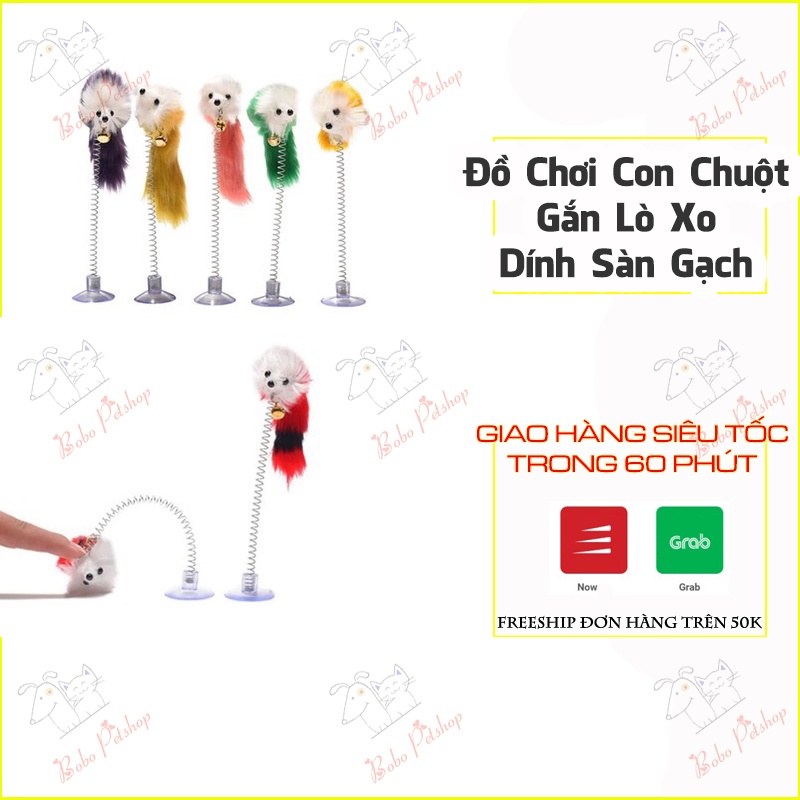 Đồ Chơi Con Chuột Gắn Lò Xo Dính Sàn Đá Hoa Hoặc Kính Nhiều Màu Để Trêu Mèo Tức Chơi - Bobo Pet Shop Hà Nội