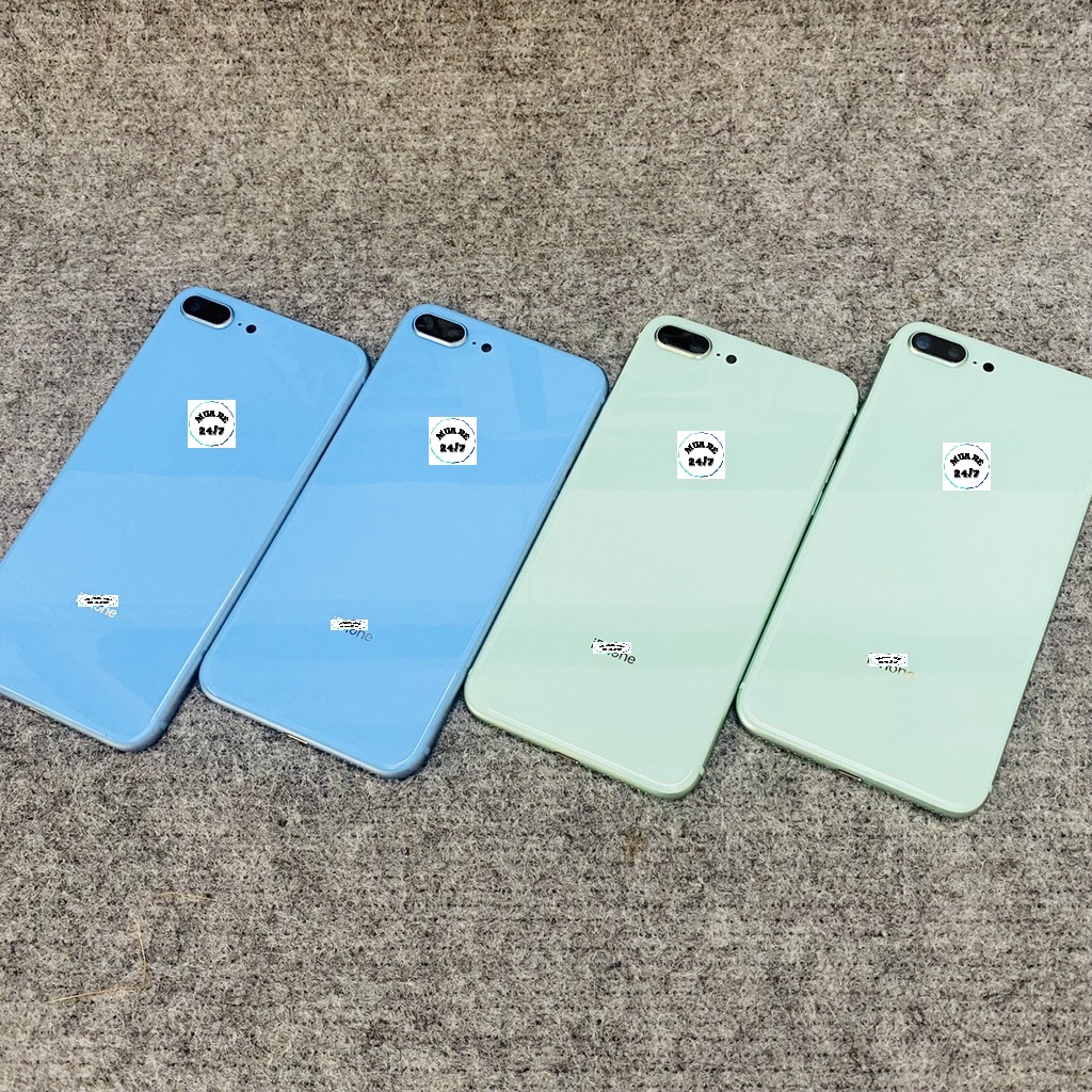 Vỏ thay thế 8plus viền tròn màu xanh dương, xanh ngọc