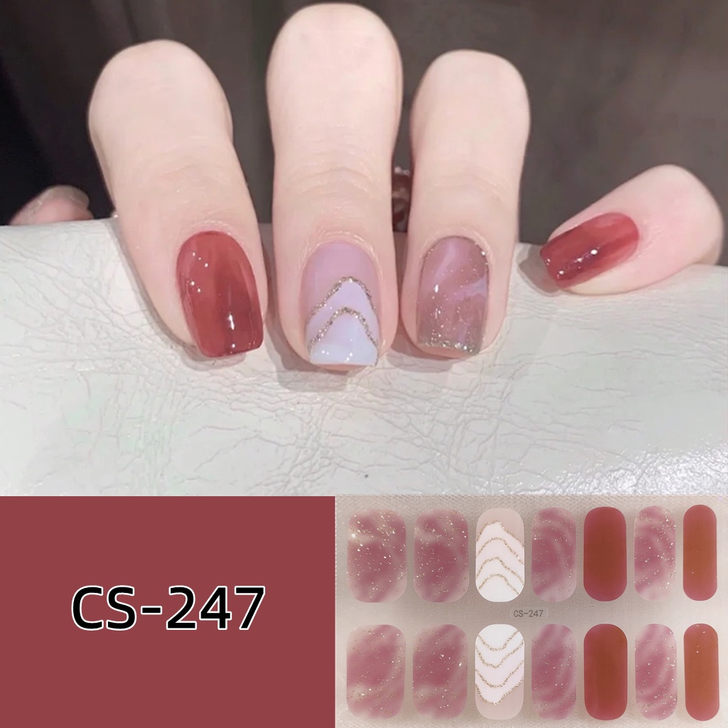 Bộ 14 Miếng Dán Móng Tay Không Độc Hại Chống Nước Họa Tiết Hoạt Hình Dễ Thương Cho Nữ