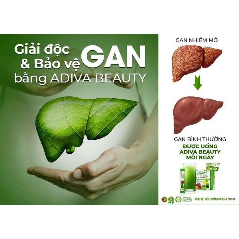 (Hộp 30 gói )Thải độc Adiva beauty tía tô linh chi  thanh lọc cơ thể