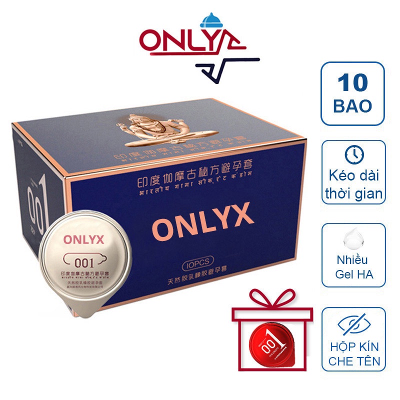 Bao Cao Su Kéo Dài Thời Gian ONLYX 001 Ấn Độ Xanh BCS Siêu Mỏng Nhiều Gel Bôi Trơn 10 BCS