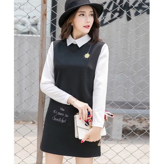 Hàng nhập đầm suông 2 túi cổ sơ mi DA21