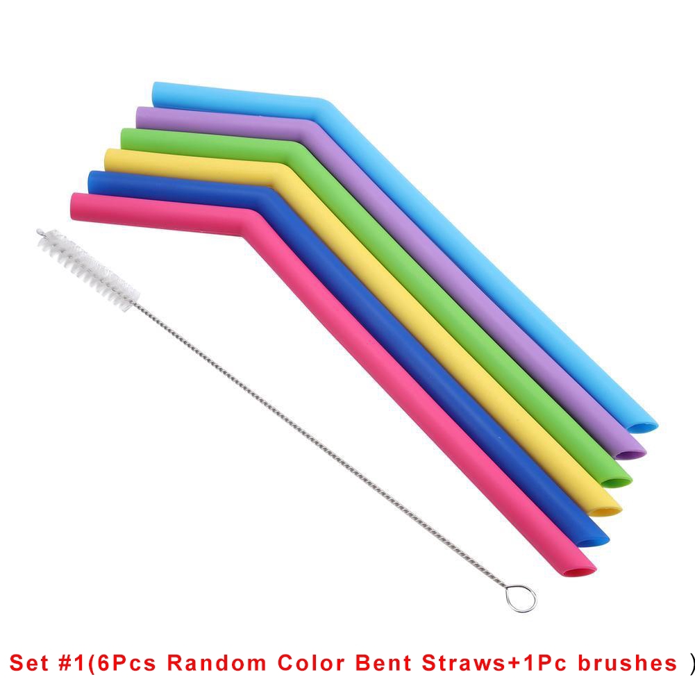 Set 6 Ống Hút Silicon Kèm Cọ Rửa Tiện Lợi
