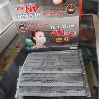 Hộp 50 chiếc khẩu trang duy Ngọc 4 lớp màu xám,màu xanh
