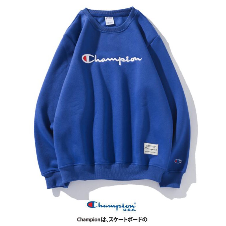 Áo Sweater Cotton Cổ Tròn Thêu Chữ Champion Thời Trang Cho Nam Nữ | BigBuy360 - bigbuy360.vn
