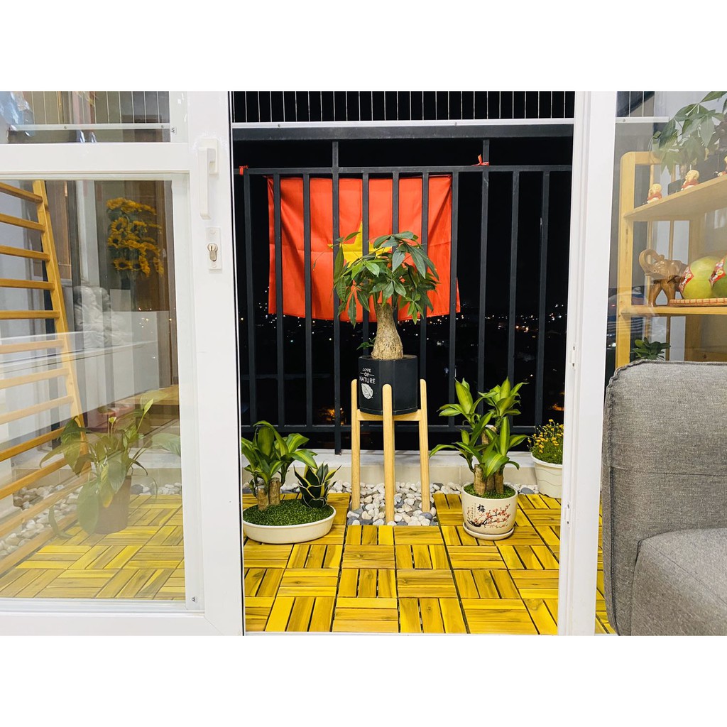 Combo 40 tấm sàn gỗ ban công, nhà tắm, đẹp và êm chân, IKLV, loại 12 nan, màu vàng chanh | BigBuy360 - bigbuy360.vn