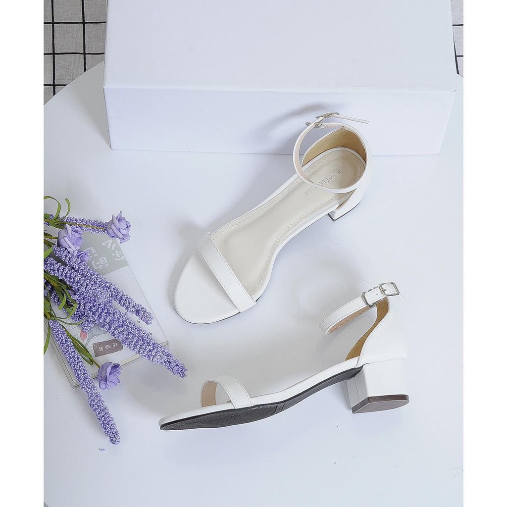 Giày sandal 3 phân mũi tròn bít hậu phối quai ngang