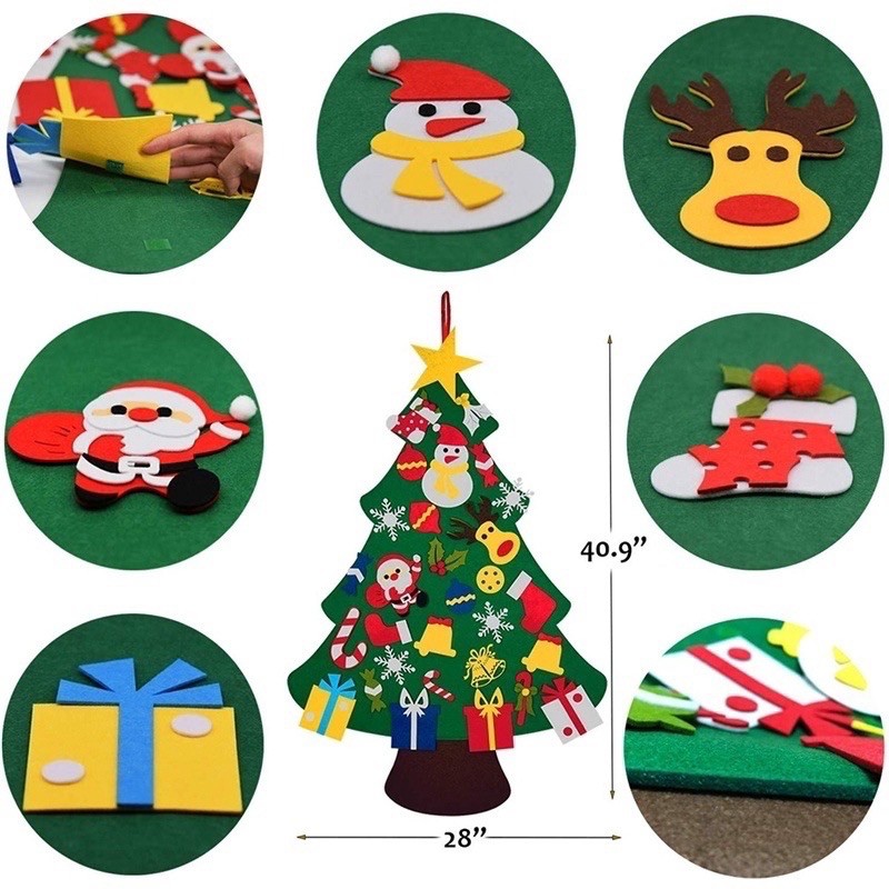 Cây thông noel vải dạ, vải nỉ 32 chi tiết, đồ trang trí giáng sinh