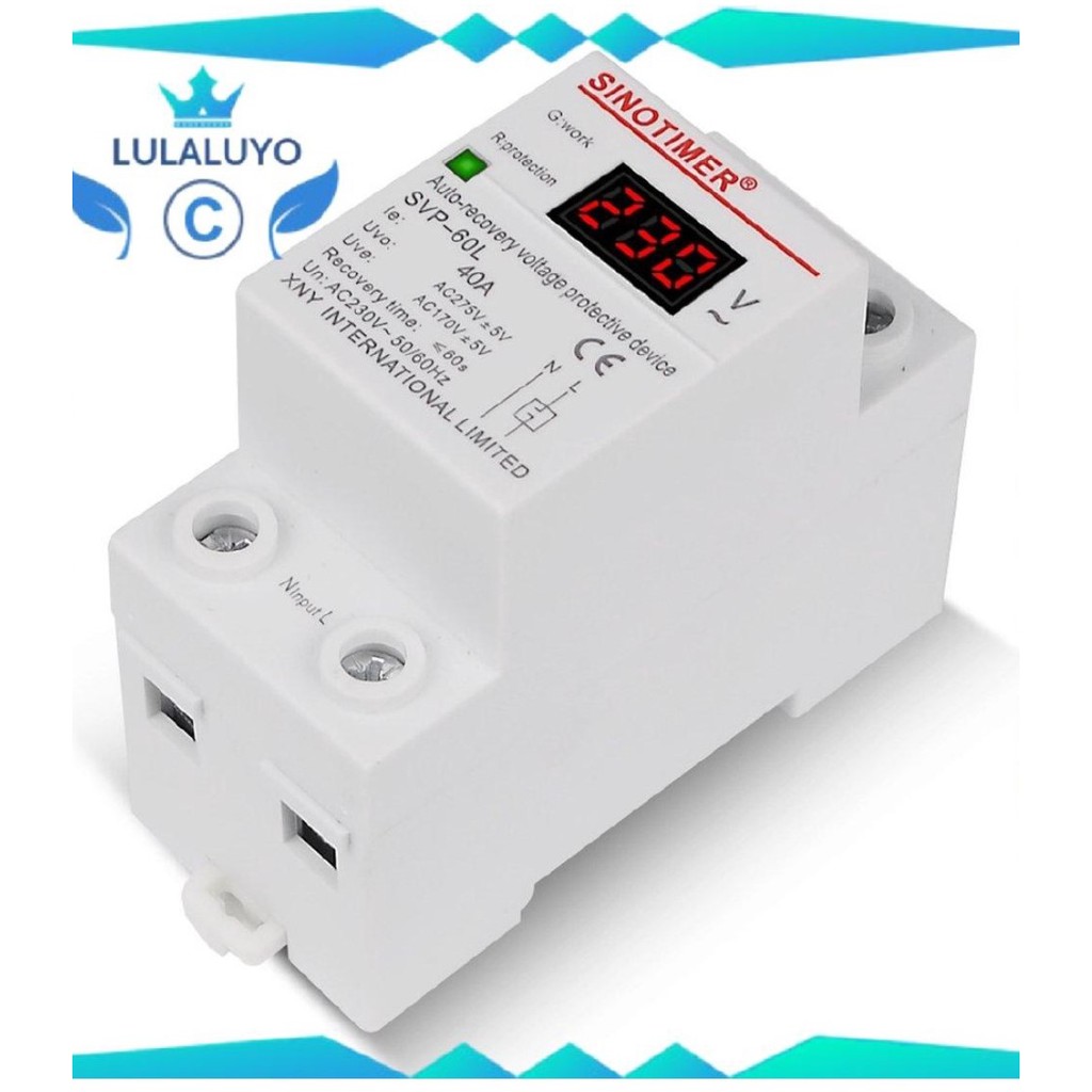 Relay - rơ le bảo vệ điện áp, mới 100%, bảo vệ chống quá áp, mất pha, bảo vệ điện áp, đứt trung tính 1 pha 40A - SVP-60L