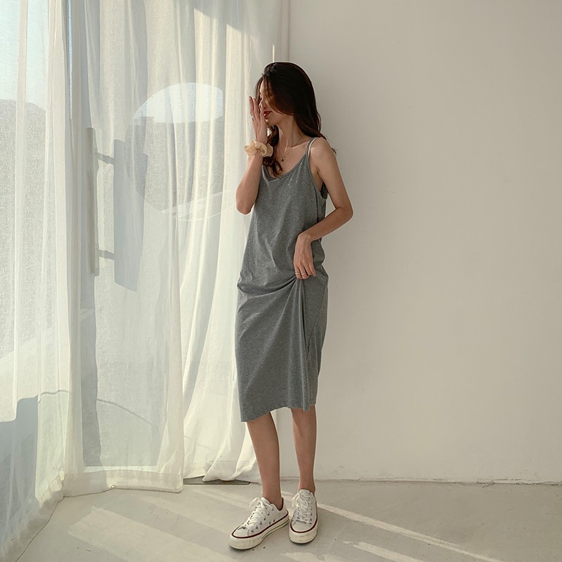 Váy thun 2 dây cotton dáng suông dài thoáng mát và năng động by Liola.thietke