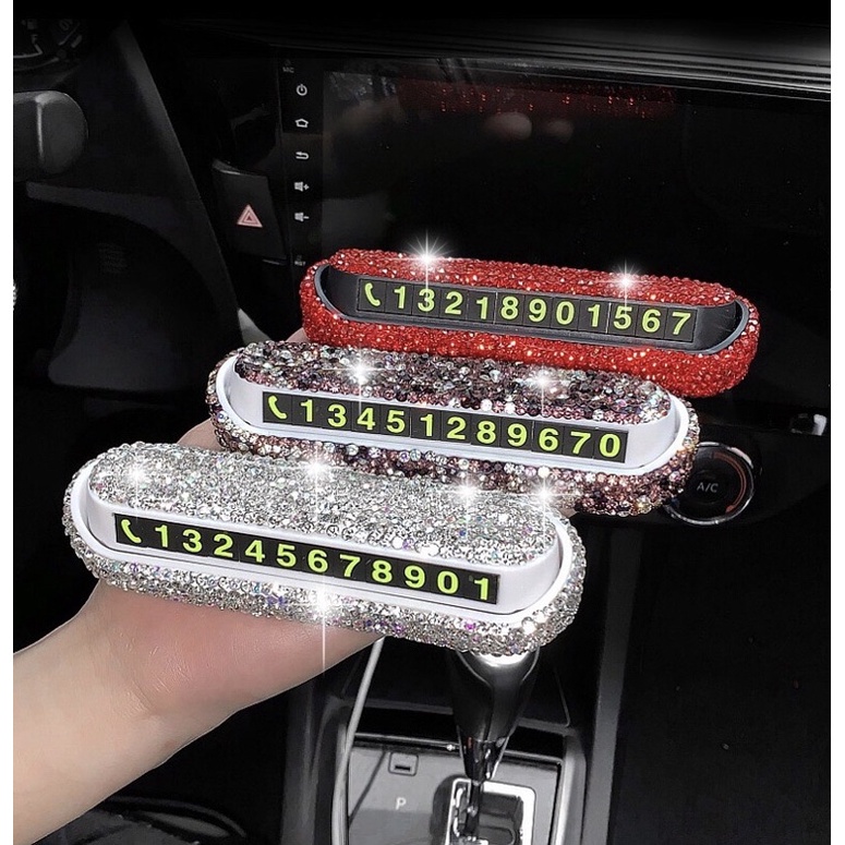 Bảng Gắn Số Điện Thoại Trên Taplo Ô Tô Đính Đá Cao Cấp nhiều màu