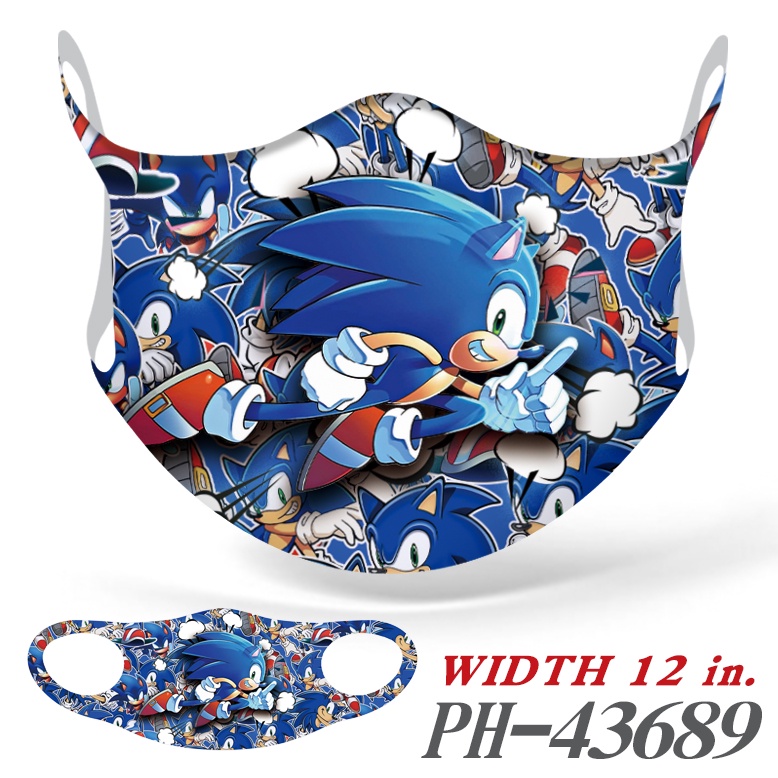 Khẩu Trang Chống Bụi Bằng Lụa Lạnh Họa Tiết Hoạt Hình Sonic the Hedgehog Nhiều Màu Sắc Dành Cho Nam Và Nữ