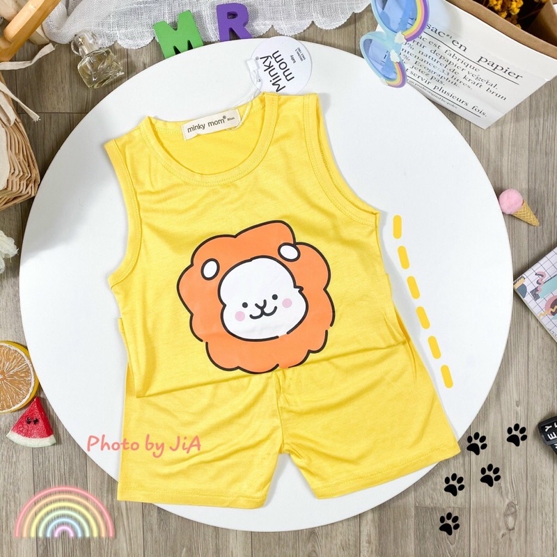 Bộ ba lỗ thun lạnh minkymom in hình thú cho bé