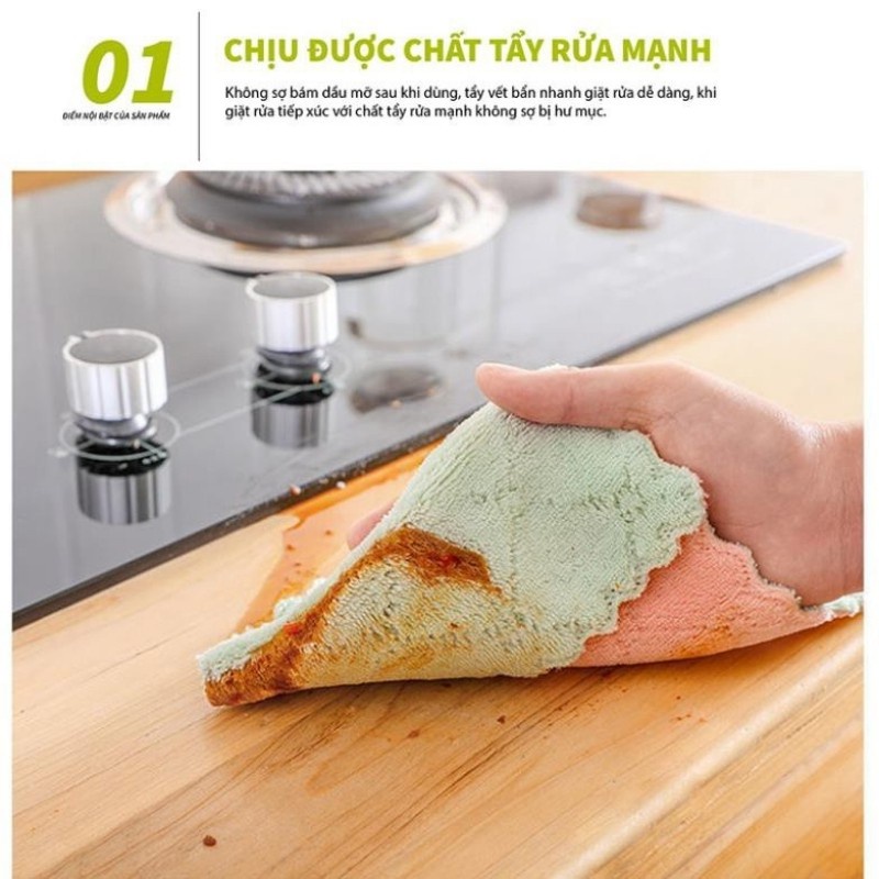 khăn lau bếp đa năng ADERO (set 10 khăn ) siêu thấm 2 mặt có thể tái sử dụng nhiều lần  AD4