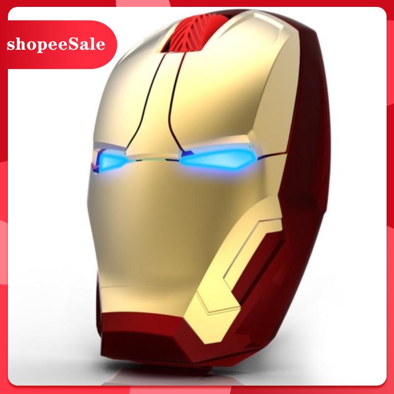 chuột Chuột quang không dây 2.4G 2400DPI hình Iron Man có đèn cho PC laptop