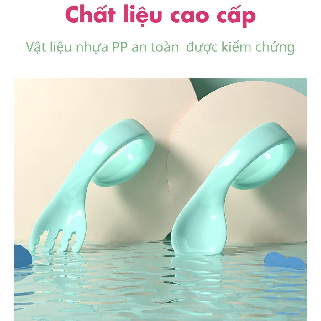 Bộ Thìa Dĩa Ăn Dặm Cho Bé Misuta Nhựa PP Cao Cấp - An Toàn Sức Khoẻ, Tay Nắm Tròn, Bảo Vệ Nướu, Chịu Được Nhiệt Độ Cao