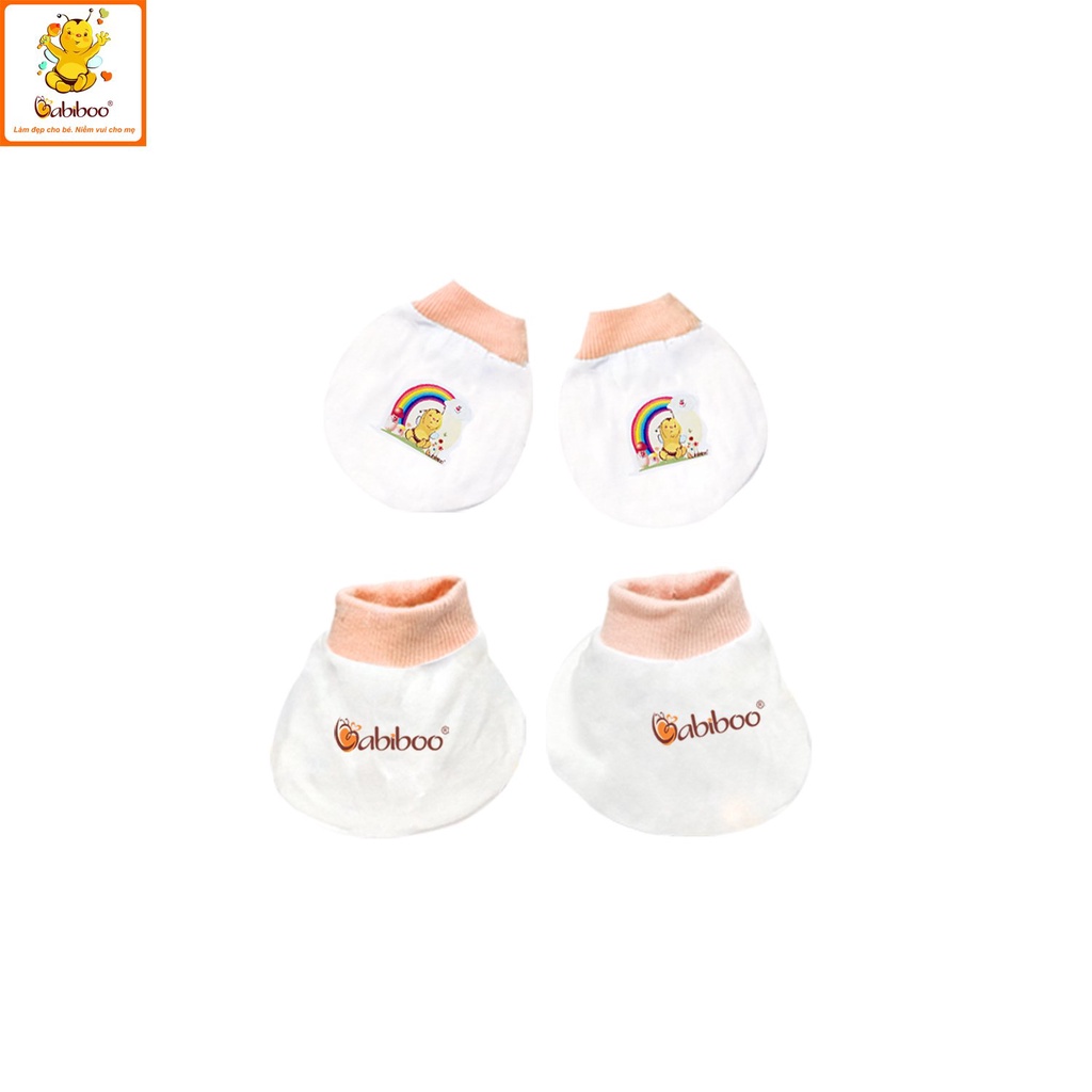 Bộ bao tay bao chân Babiboo 100%cotton cho bé sơ sinh BB57