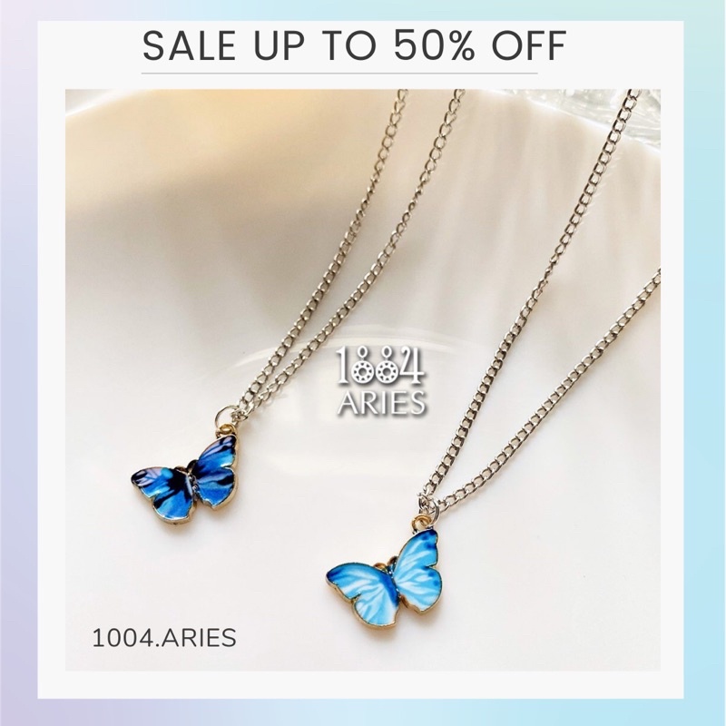 Vòng cổ hợp kim hình bươm bướm đính đá thời trang dành cho nữ - 1004 ARIES