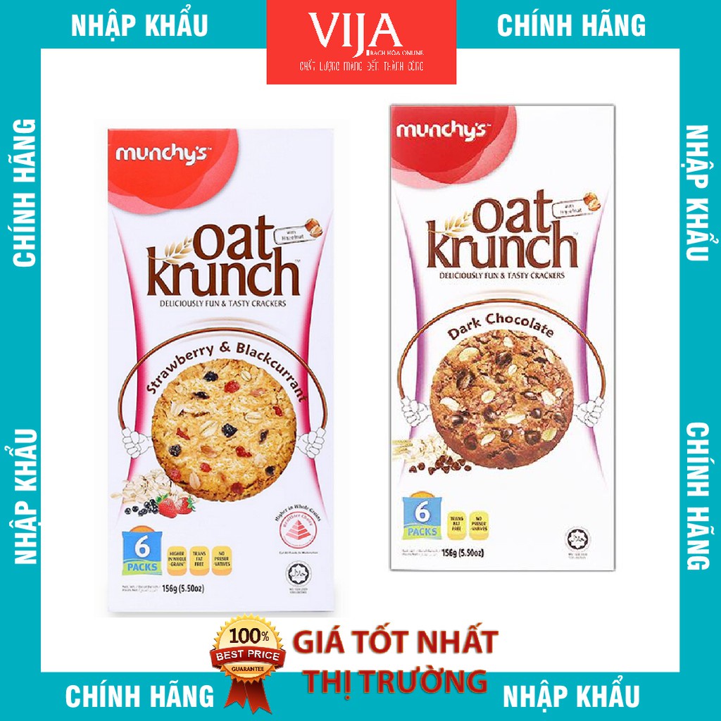 Bánh Yến Mạch ăn kiêng Munchy's Oat Krunch vị Dâu, hạt phỉ -156g