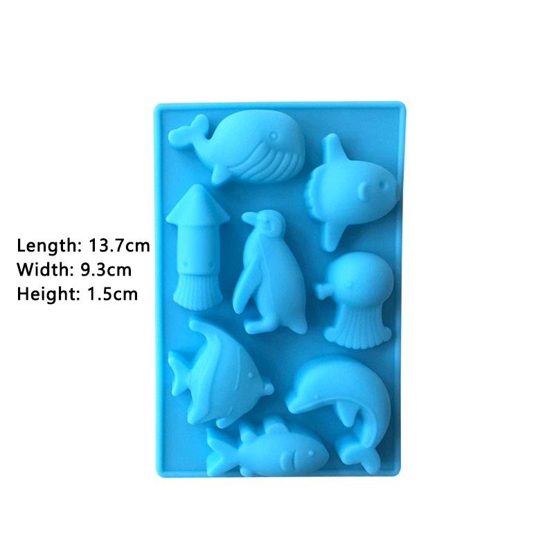 Khuôn silicone làm bánh tạo hình 8 con cá heo đại dương dễ thương
